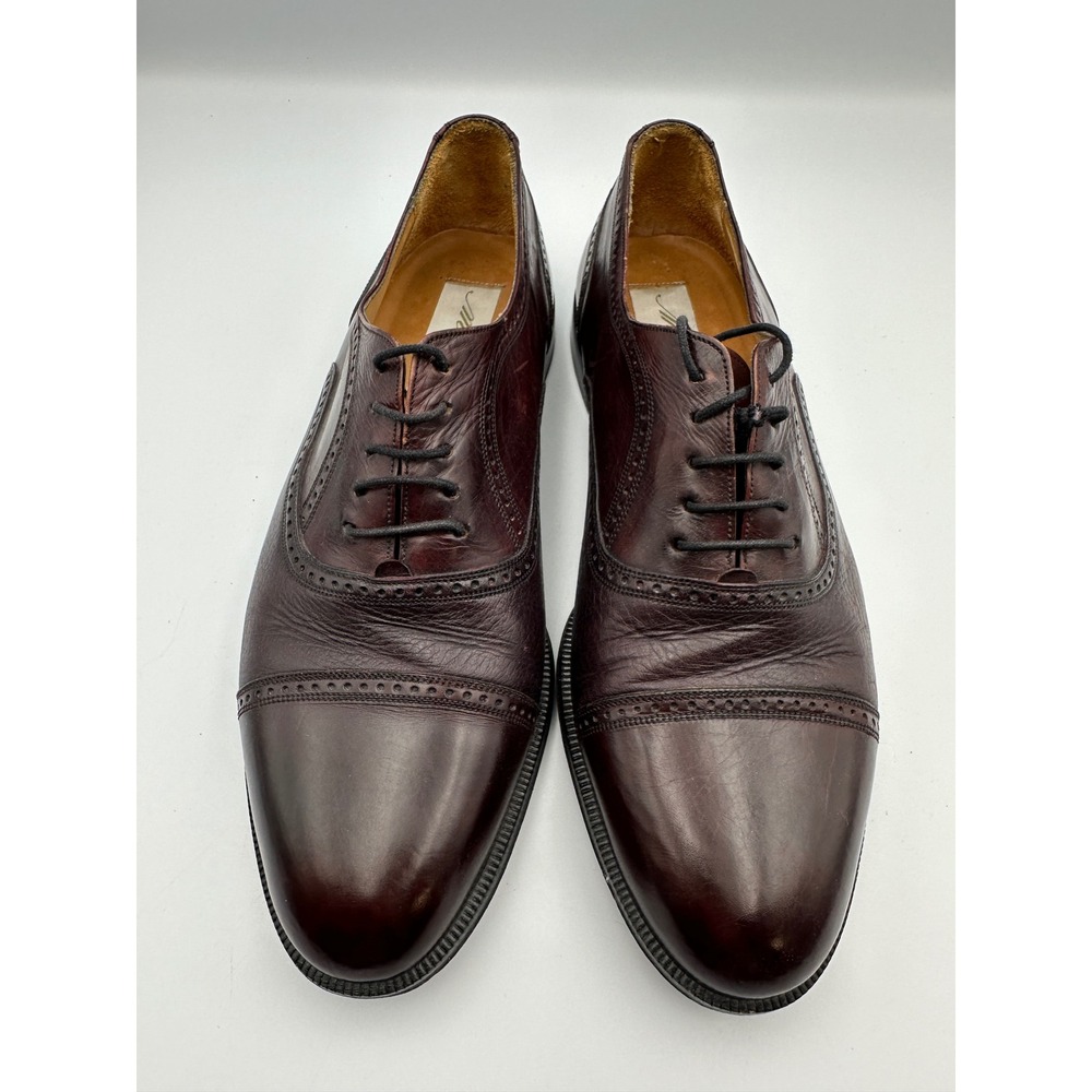 Mezlan Florence Oxford Derby Dress Shoes Mens 10 Brown Leather Brogue Cap Toe - Picture 3 of 12